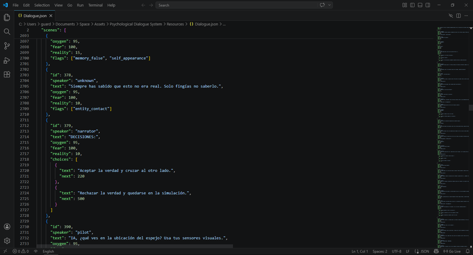 Psychological Dialogue System - JSON Narrative Asset