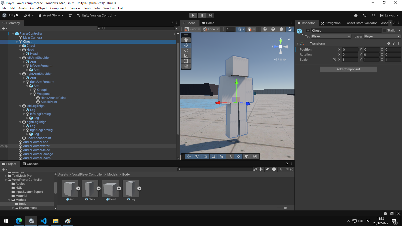 Player Controller Architecture Models Inspector Configuration