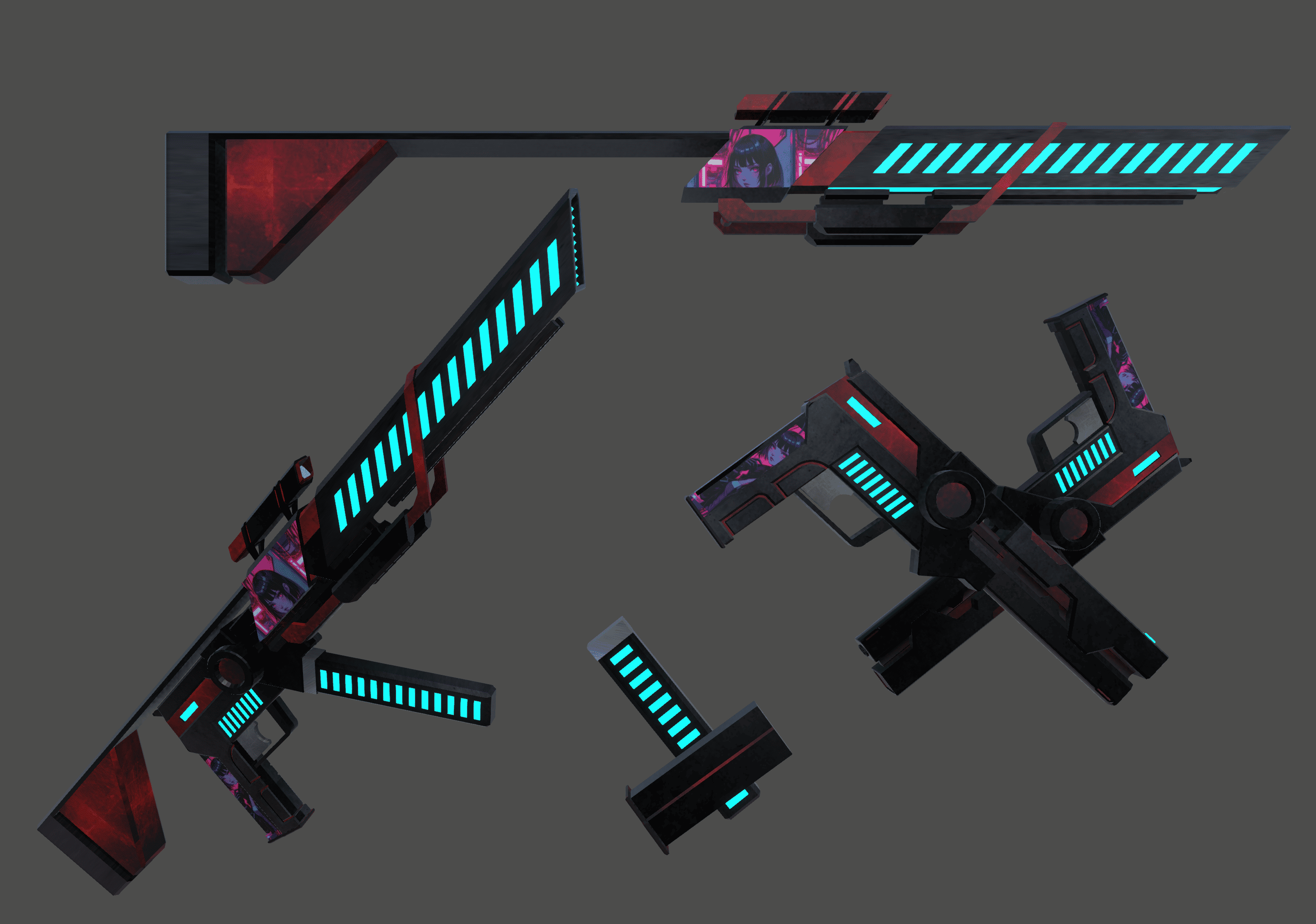 Cyberpunk Energy Weapon Pack – Modular Guns & Melee Weapons
